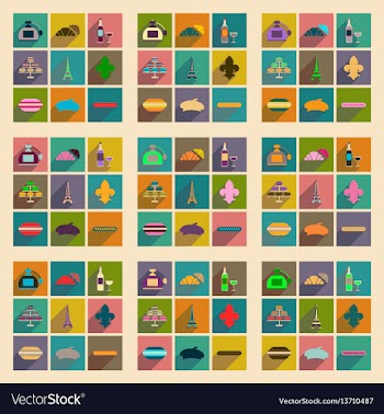 Concept of flat icons with long shadow paris vector image