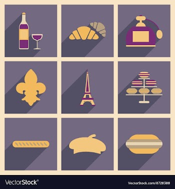 Concept of flat icons with long shadow Paris vector image