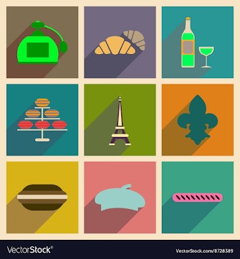 Concept of flat icons with long shadow Paris vector image