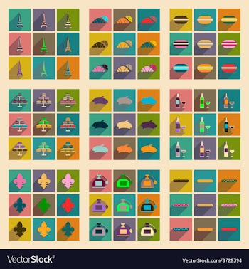 Concept of flat icons with long shadow Paris vector image