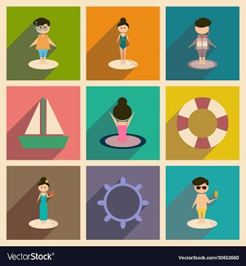 Concept of flat icons with long shadow people vector image