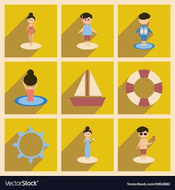 Concept of flat icons with long shadow people vector image