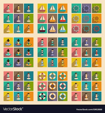 Concept of flat icons with long shadow people vector image