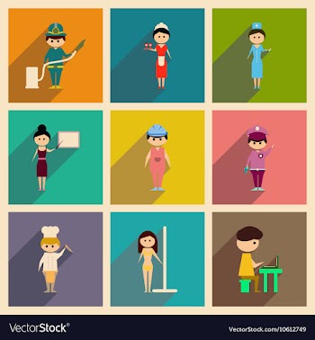 Concept of flat icons with long shadow people vector image