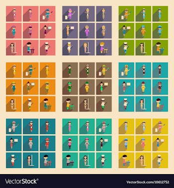 Concept of flat icons with long shadow people vector image