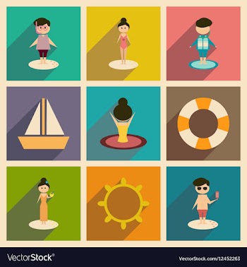 Concept of flat icons with long shadow people vector image