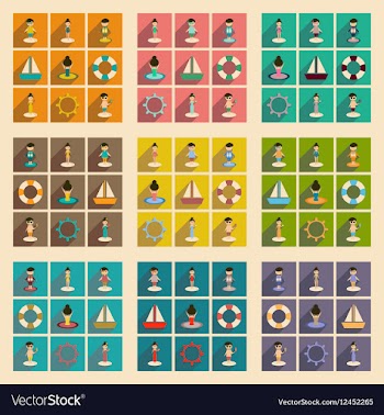 Concept of flat icons with long shadow people vector image