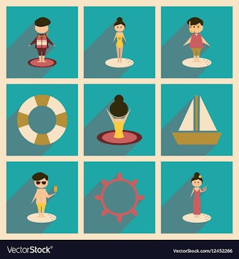 Concept of flat icons with long shadow people vector image