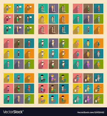 Concept of flat icons with long shadow people vector image