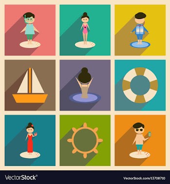 Concept of flat icons with long shadow people vector image
