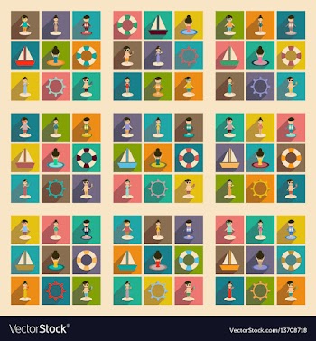 Concept of flat icons with long shadow people vector image