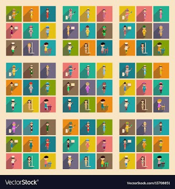 Concept of flat icons with long shadow people vector image