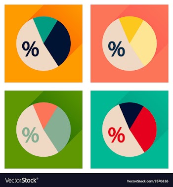 Concept of flat icons with long shadow percent vector image