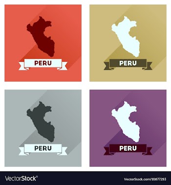 Concept of flat icons with long shadow Peru map vector image