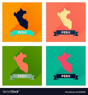 Concept of flat icons with long shadow Peru map vector image