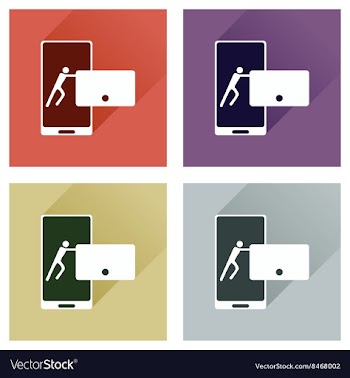 Concept of flat icons with long shadow phone vector image