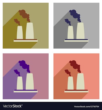 Concept of flat icons with long shadow pipe plant vector image