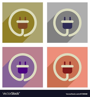 Concept of flat icons with long shadow power vector image