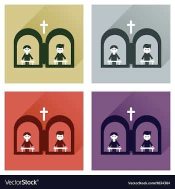 Concept of flat icons with long shadow priest s vector image