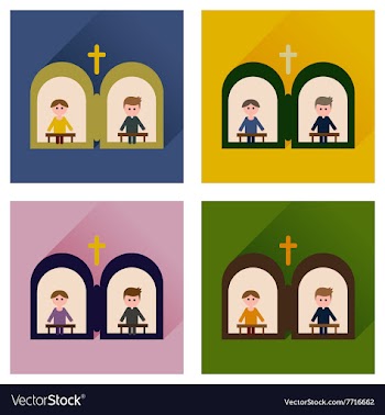 Concept of flat icons with long shadow priest vector image