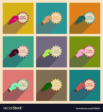 Concept of flat icons with long shadow racism vector image