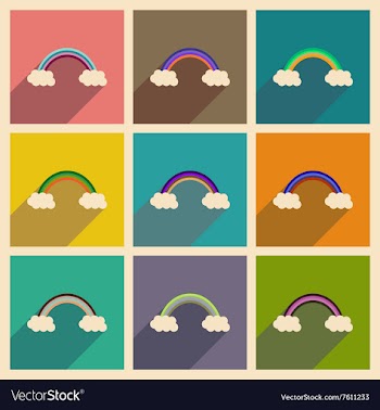Concept of flat icons with long shadow rainbow vector image