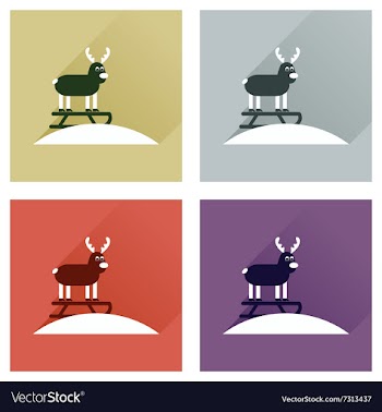 Concept of flat icons with long shadow Reindeer vector image