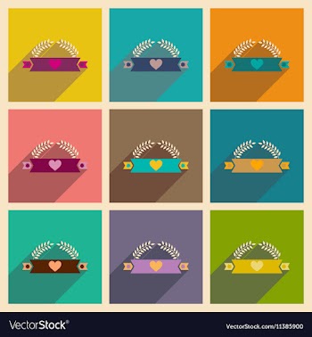 Concept of flat icons with long shadow ribbon vector image
