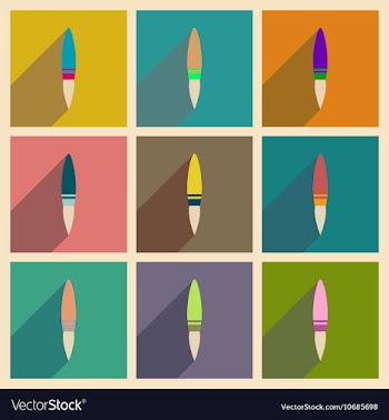 Concept of flat icons with long shadow rocket vector image