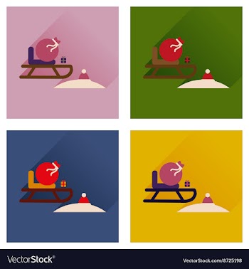 Concept of flat icons with long shadow Santas vector image