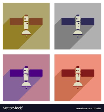 Concept of flat icons with long shadow satellite vector image