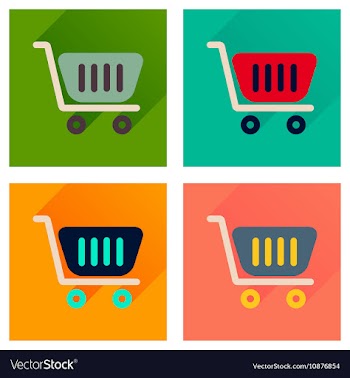 Concept of flat icons with long shadow shopping vector image
