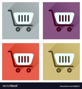 Concept of flat icons with long shadow shopping vector image