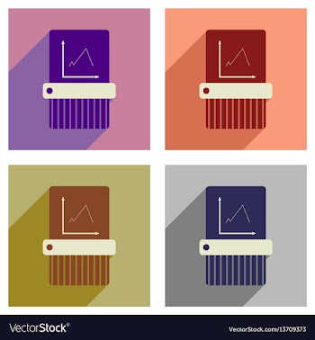 Concept of flat icons with long shadow shredder vector image
