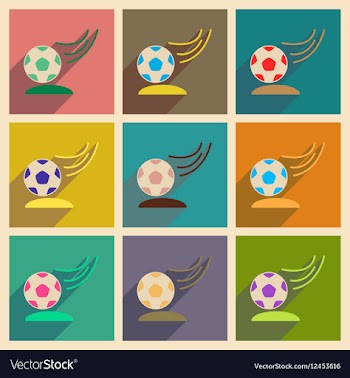 Concept of flat icons with long shadow soccer ball vector image