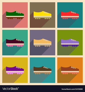 Concept of flat icons with long shadow soccer vector image