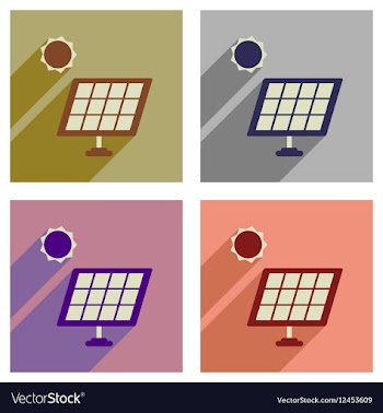 Concept of flat icons with long shadow solar vector image