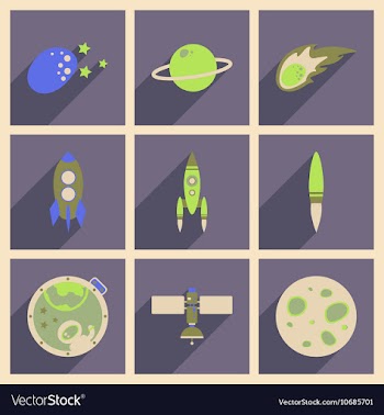 Concept of flat icons with long shadow space vector image