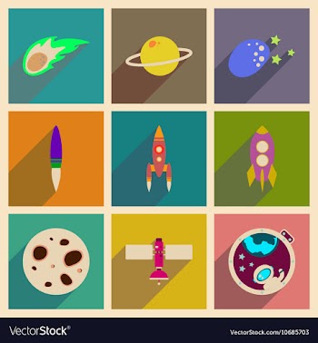 Concept of flat icons with long shadow space vector image