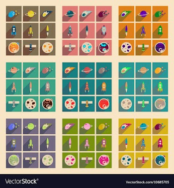 Concept of flat icons with long shadow space vector image