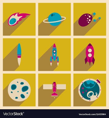 Concept of flat icons with long shadow space vector image