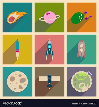 Concept of flat icons with long shadow space vector image
