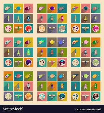 Concept of flat icons with long shadow space vector image