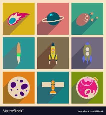 Concept of flat icons with long shadow space vector image