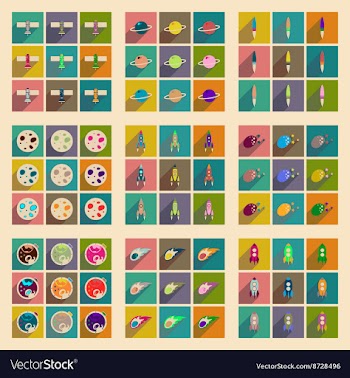 Concept of flat icons with long shadow space vector image