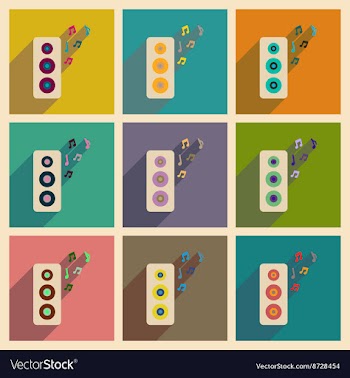 Concept of flat icons with long shadow speaker vector image