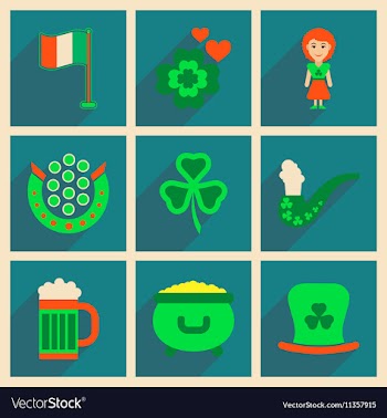 Concept of flat icons with long shadow St Patrick vector image