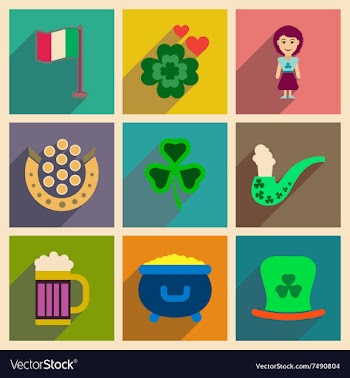 Concept of flat icons with long shadow St Patrick vector image