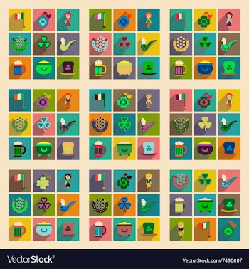 Concept of flat icons with long shadow St Patrick vector image