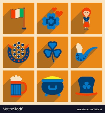 Concept of flat icons with long shadow St Patrick vector image